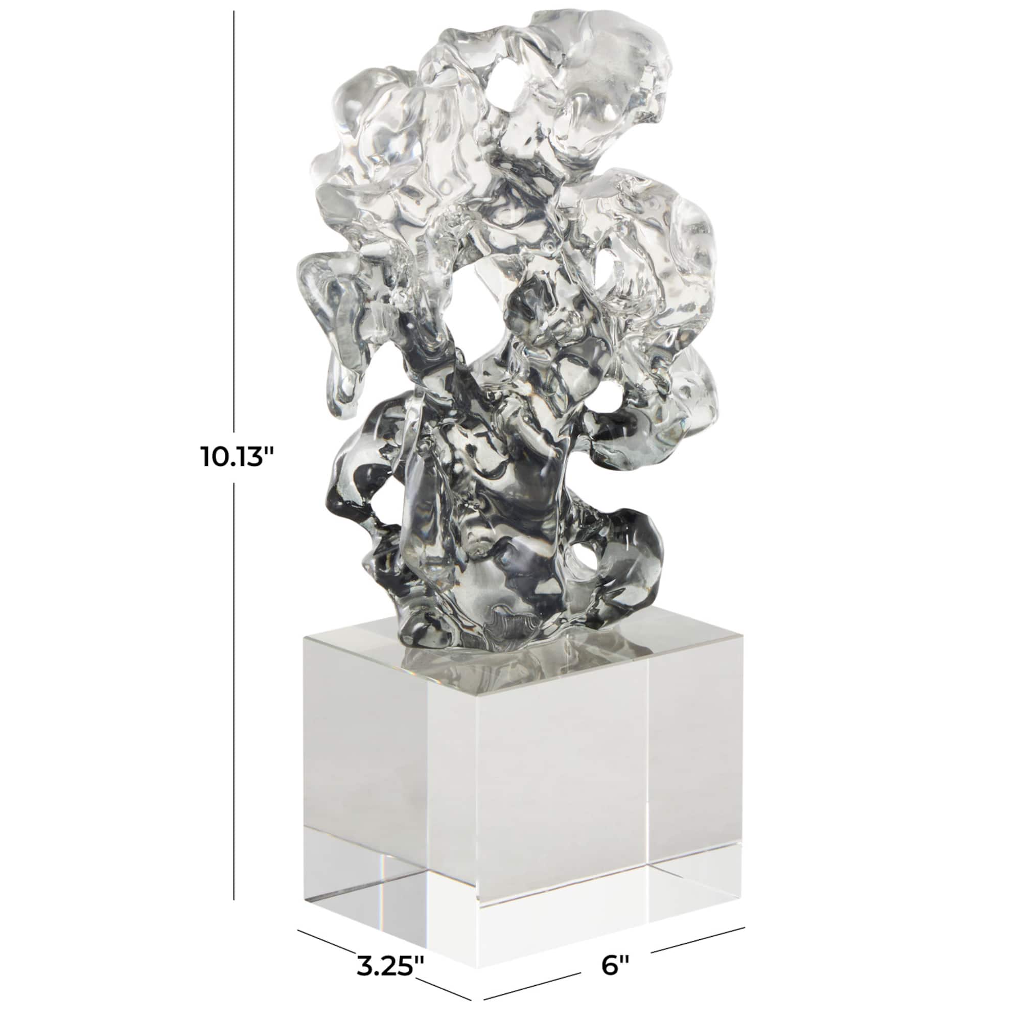 10" Clear Freeform Glass Sculpture